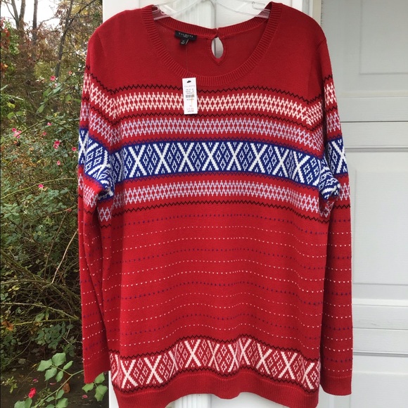 Talbots Sweaters - NWT Talbots Cute Red White Blues Patterned Stripes